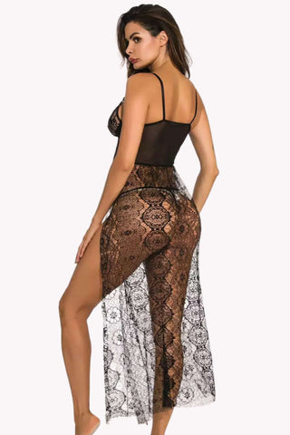 Black Sheer Lace Night Dress