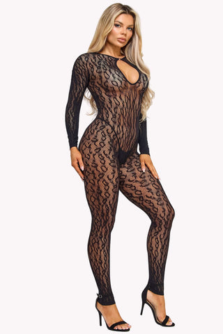 Long Sleeve Leopard Bodystocking Lingerie