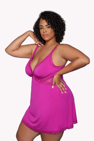 V-Neck Lace Trim Night Dress, Sheer Mesh Details Slip Dress