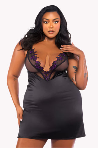 ANISE MESH & SATIN CHEMISE