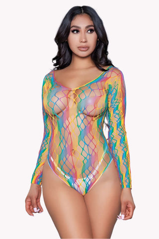 Off Shoulder See Through Fishnet Bodysuit, Ravewear Mesh Bodystocking