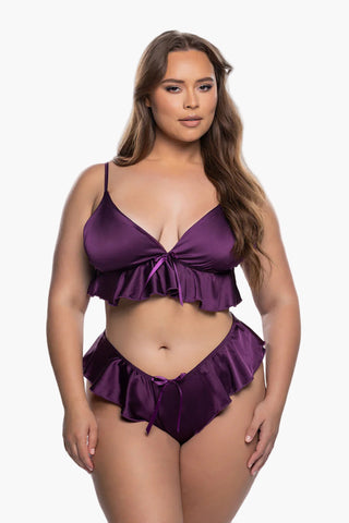 Satin Bralette & Panty Set, Flirty Lingerie Set